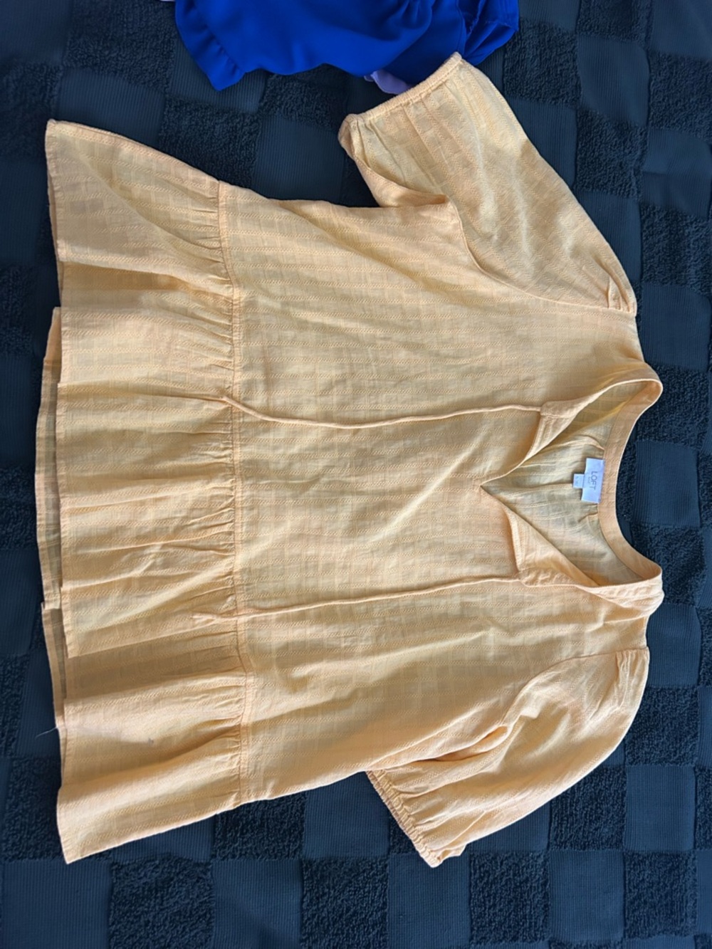 Yellow Peplum Short Sleeve Top